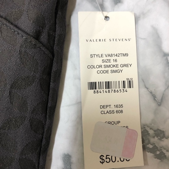 Valerie Stevens Gray Embossed Pants Size 16 NWT - Picture 3 of 6
